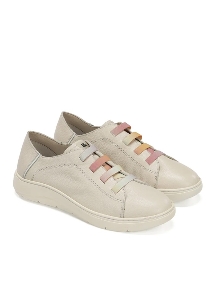 ZAPATO DEPORTIVO DE PIEL CON ELASTICOS DORKING YET D9499 TAUPE