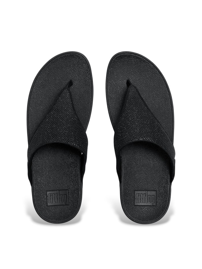 SANDALIAS FIT FLOP NEGRAS PARA MUJER A4Z-001 LULU SHIMMERGLITZ-CONFORT, DISEÑO Y Tecnología Microwobbleboard™