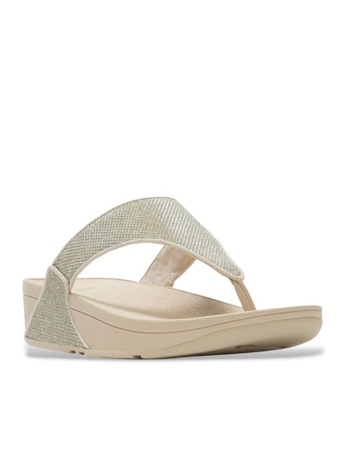SANDALIA CON TIRAS BRILLANTES CONFORT ERGONÓMICO PARA MUJER FIT FLOP A4Z-675 LULU SHIMMERGLITZ ORO