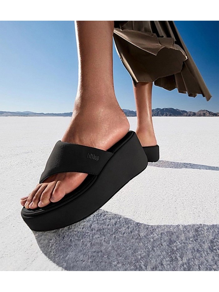 SANDALIAS SLIP ON DE NEOPRENO NEGRO PARA MUJER FITFLOP PLATFFORMS Wedge Toe-Post JF8-090