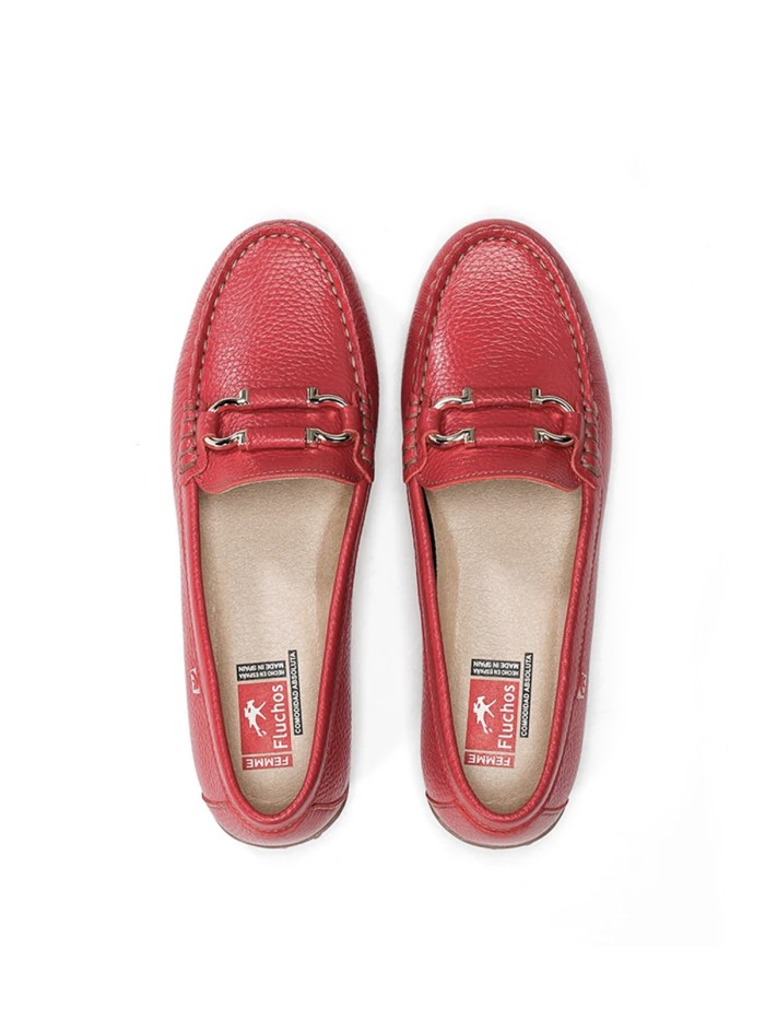 MOCASINES DE PIEL PARA MUJER FLUCHOS BRUNI F2156 ROJO