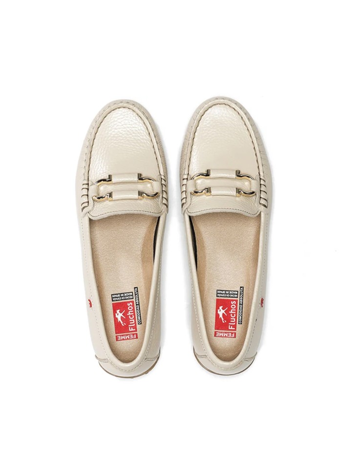 MOCASINES DE PIEL PARA MUJER FLUCHOS BRUNI F2156 BEIGE
