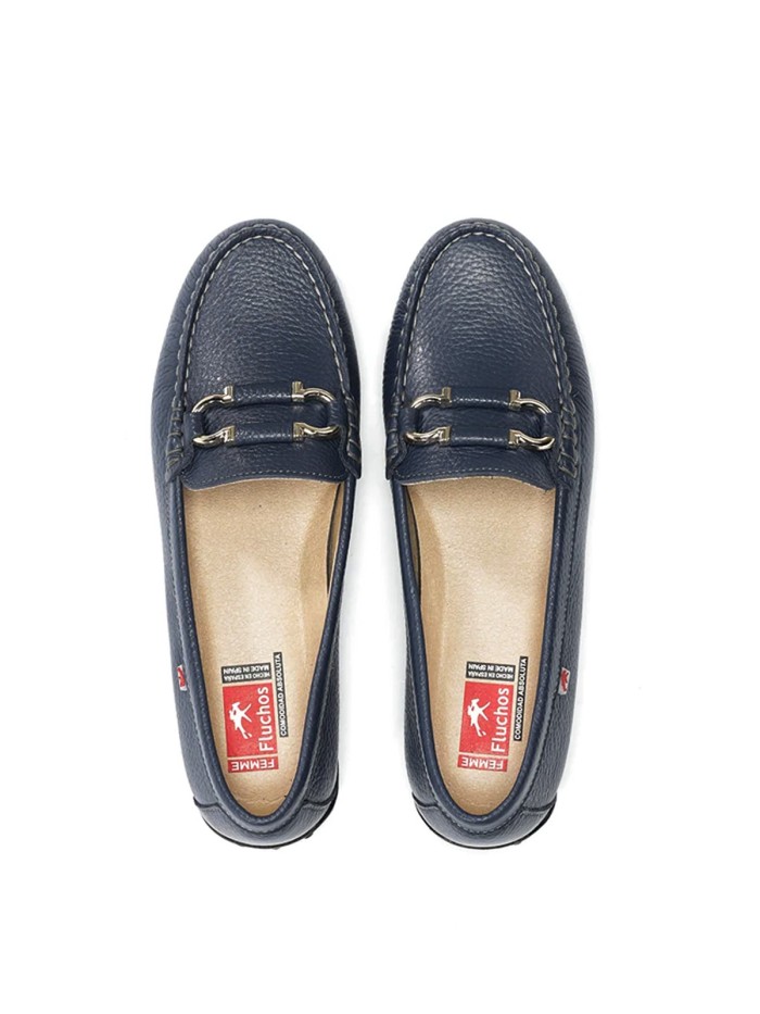 MOCASINES DE PIEL PARA MUJER FLUCHOS BRUNI F2156 MARINO