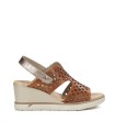 SANDALIA DE MUJER FLUCHOS SMASH F1972 DE PIEL CON CUÑA LIGHT CUERO/CAVA