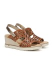 SANDALIA DE MUJER FLUCHOS SMASH F1972 DE PIEL CON CUÑA LIGHT CUERO/CAVA