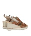 SANDALIA DE MUJER FLUCHOS SMASH F1972 DE PIEL CON CUÑA LIGHT CUERO/CAVA
