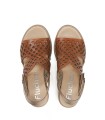 SANDALIA DE MUJER FLUCHOS SMASH F1972 DE PIEL CON CUÑA LIGHT CUERO/CAVA
