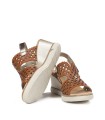 SANDALIA DE MUJER FLUCHOS SMASH F1972 DE PIEL CON CUÑA LIGHT CUERO/CAVA
