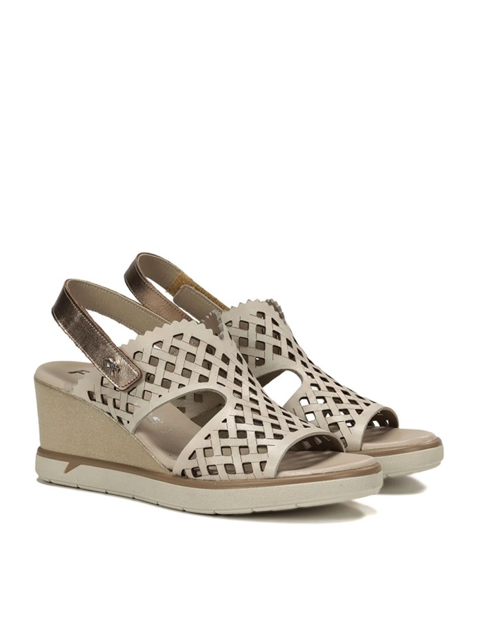 SANDALIAS CONFORT DE CUÑA PARA MUJER FLUCHOS SMASH F1972 BEIGE