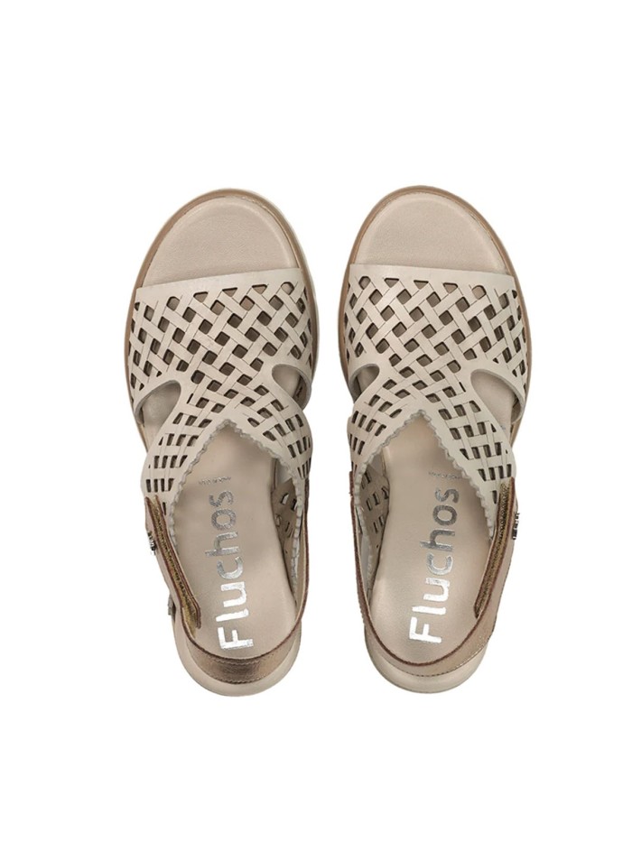 SANDALIAS CONFORT DE CUÑA PARA MUJER FLUCHOS SMASH F1972 BEIGE