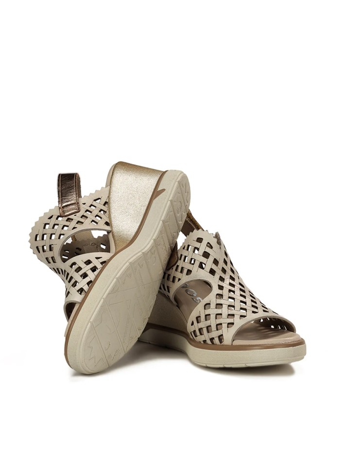 SANDALIAS CONFORT DE CUÑA PARA MUJER FLUCHOS SMASH F1972 BEIGE