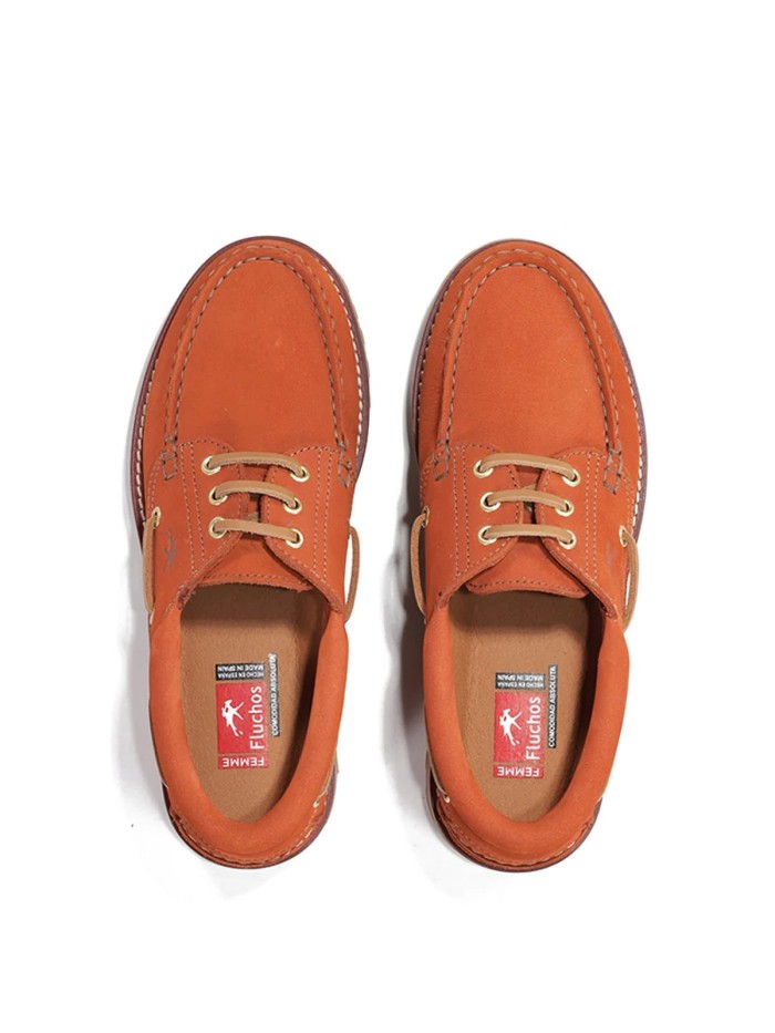 NÁUTICOS DE MUJER EN PIEL DE NOBUCK NARANJA FLUCHOS SCOTT F0053