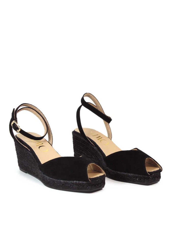 ALPARGATAS DE YUTE CON CUÑA GAIMO SOLENE NEGRO