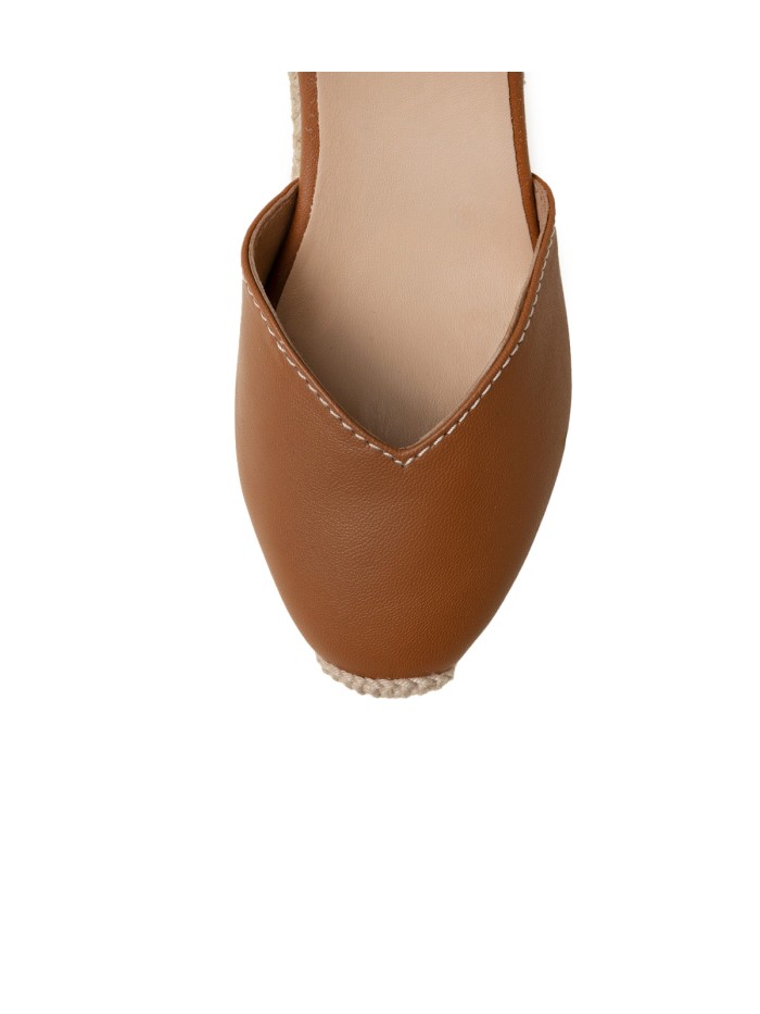 ALPARGATA CON CUÑA ALTA DE YUTE PARA MUJER GAIMO MEDES PRALINE CUERO