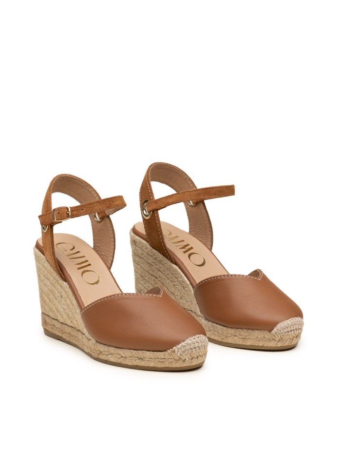 ALPARGATA CON CUÑA ALTA DE YUTE PARA MUJER GAIMO MEDES PRALINE CUERO