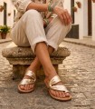 SANDALIA PALA DE PIEL KISERIAN ORO | PIEL SUAVE Y PLANTA ACOLCHADA PARA MUJER