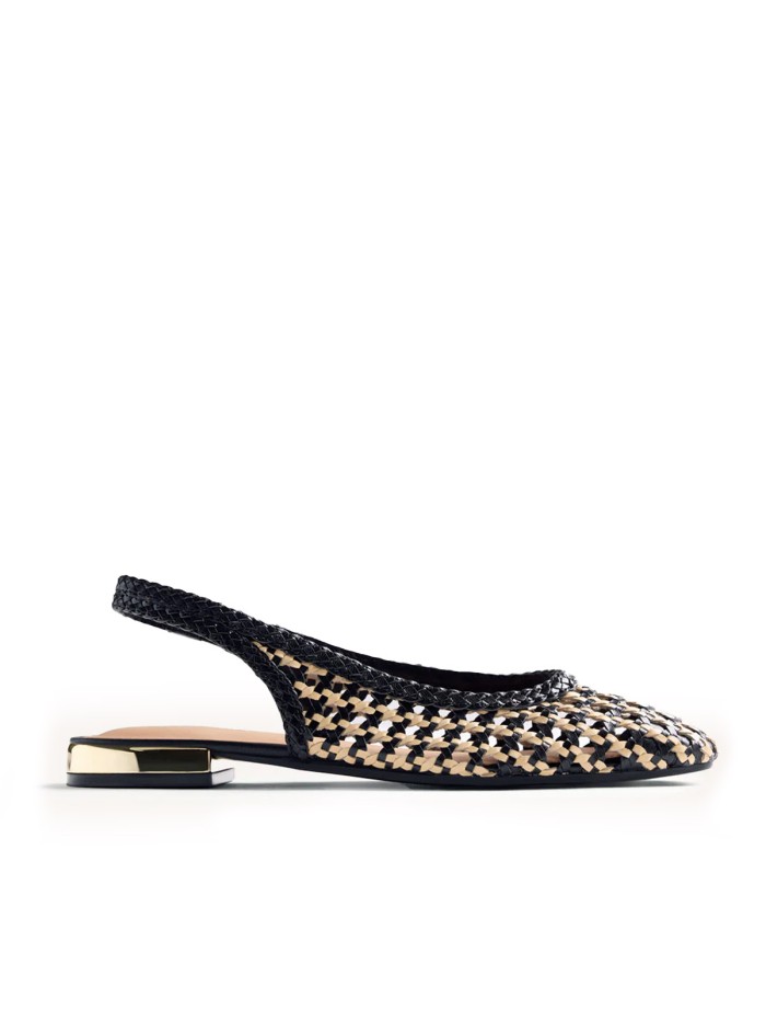 BAILARINAS PIEL TRENZADA BICOLOR BLANCO Y NEGRO PARA MUJER GIOSEPPO WENDELL