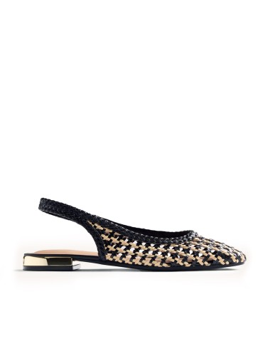 BAILARINAS PIEL TRENZADA BICOLOR BLANCO Y NEGRO PARA MUJER GIOSEPPO WENDELL