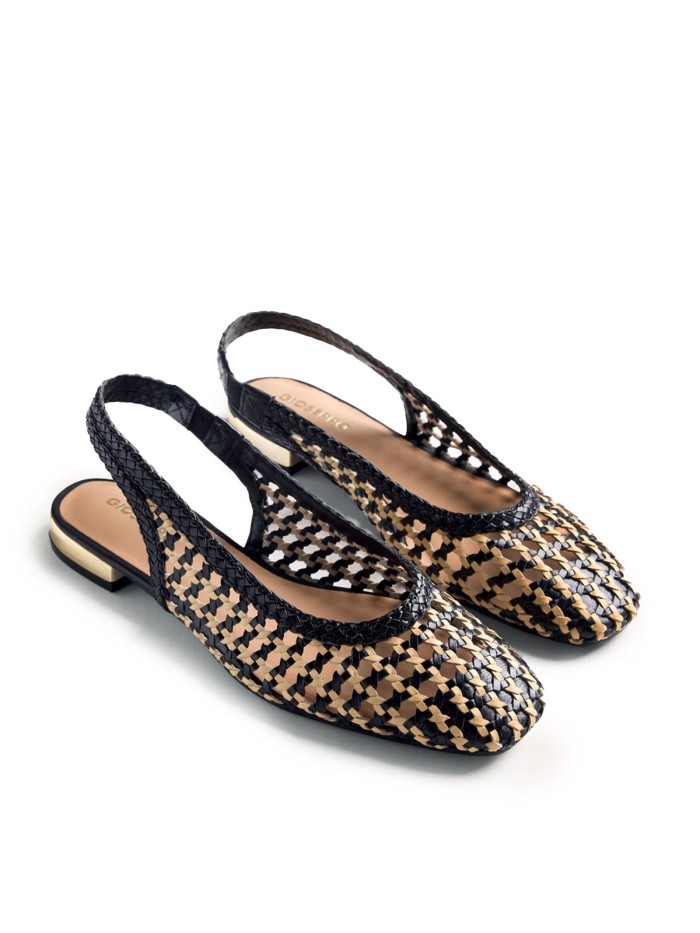 BAILARINAS PIEL TRENZADA BICOLOR BLANCO Y NEGRO PARA MUJER GIOSEPPO WENDELL