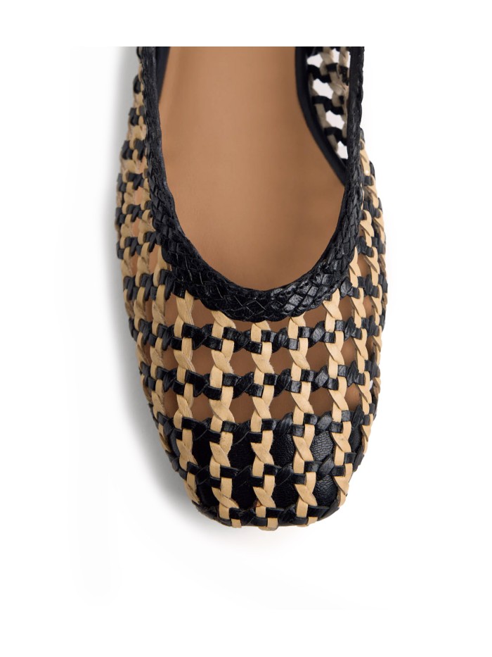 BAILARINAS PIEL TRENZADA BICOLOR BLANCO Y NEGRO PARA MUJER GIOSEPPO WENDELL