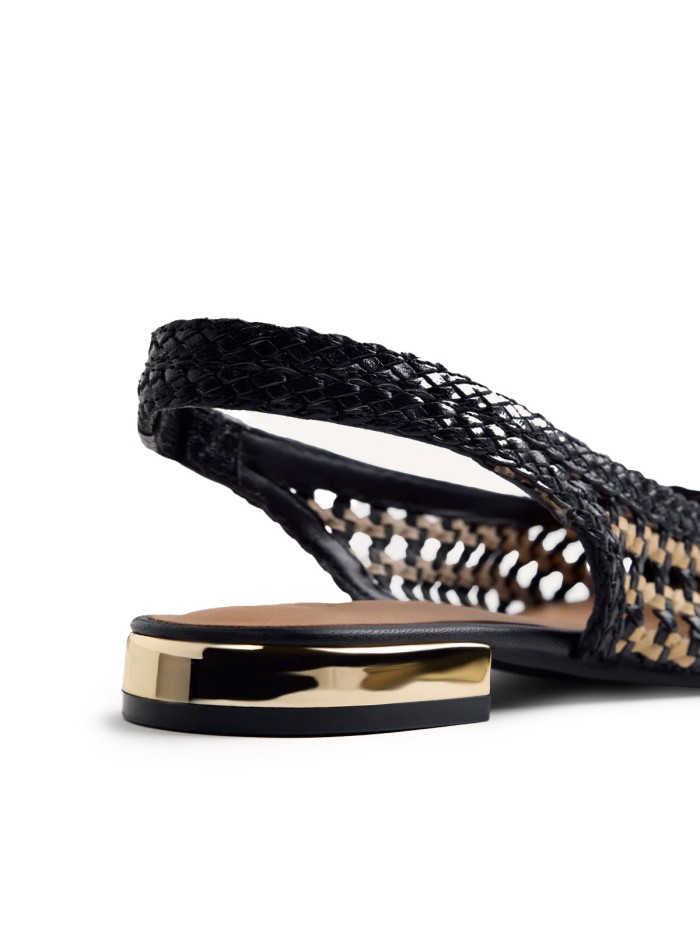 BAILARINAS PIEL TRENZADA BICOLOR BLANCO Y NEGRO PARA MUJER GIOSEPPO WENDELL