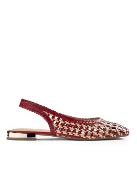 BAILARINAS PIEL TRENZADA BICOLOR ROJO Y BEIGE PARA MUJER GIOSEPPO WENDELL