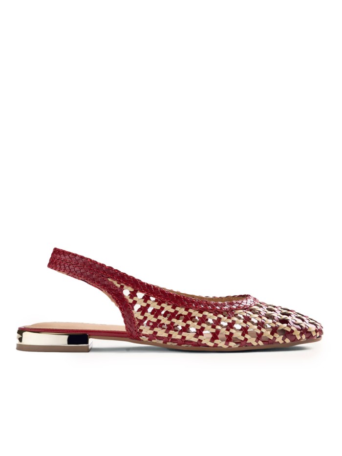 BAILARINAS PIEL TRENZADA BICOLOR ROJO Y BEIGE PARA MUJER GIOSEPPO WENDELL