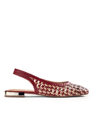 BAILARINAS PIEL TRENZADA BICOLOR ROJO Y BEIGE PARA MUJER GIOSEPPO WENDELL