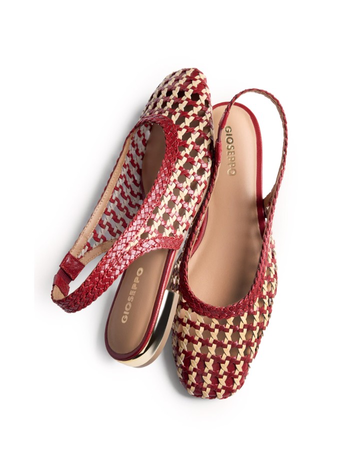 BAILARINAS PIEL TRENZADA BICOLOR ROJO Y BEIGE PARA MUJER GIOSEPPO WENDELL