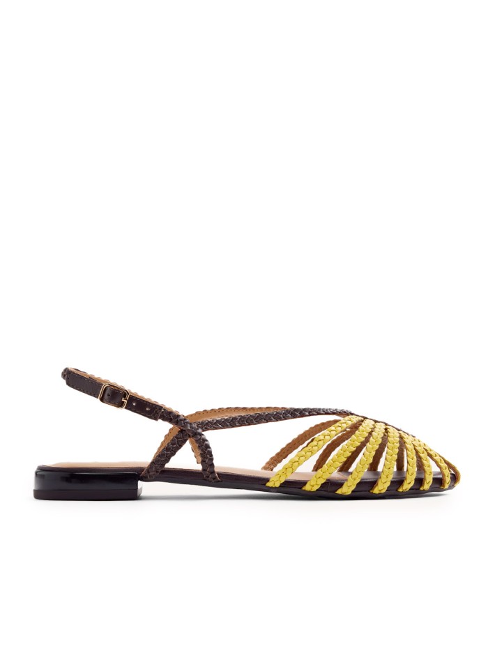 SANDALIAS CANGREJERAS EN PIEL TRENZADA GIOSEPPO MASALANI AMARILLO