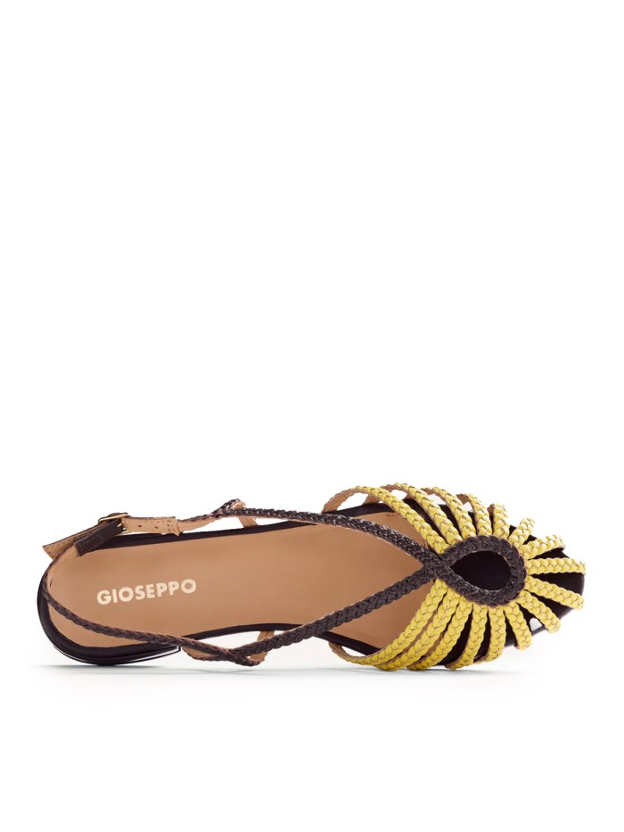 SANDALIAS CANGREJERAS EN PIEL TRENZADA GIOSEPPO MASALANI AMARILLO