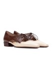 ZAPATO DE TACÓN BAJO BICOLOR HISPANITAS AZUCENA AVELLANA