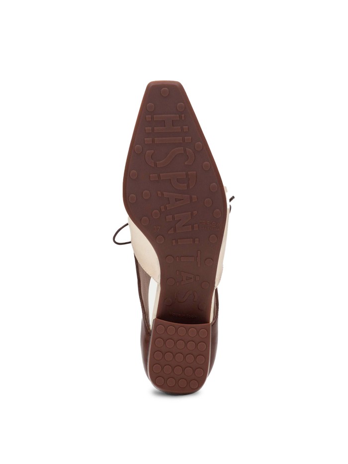 ZAPATO DE TACÓN BAJO BICOLOR HISPANITAS AZUCENA AVELLANA