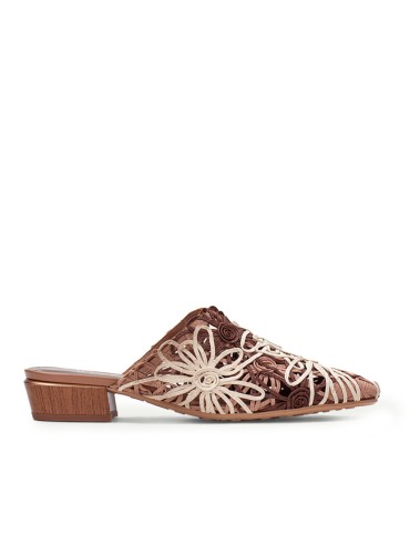 ZUECOS DE TACÓN BAJO CON DISEÑO FLORAR EN CORDELA HISPANITAS AZUCENA HV264840 BEIGE