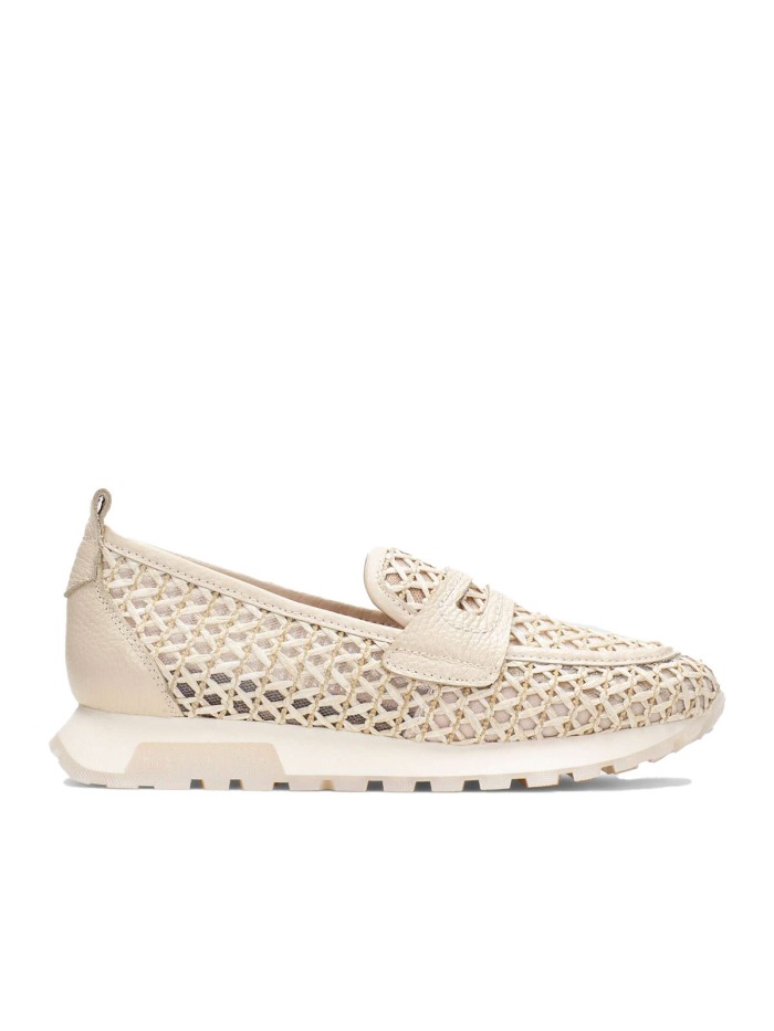 MOCASÍN ENREJADO DE PIEL PARA MUJER DE HISPANITAS RHV264856 MARRAKECH BEIGE