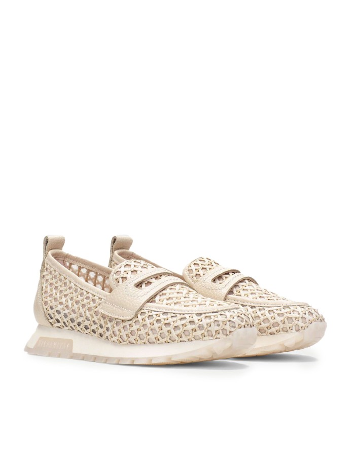 MOCASÍN ENREJADO DE PIEL PARA MUJER DE HISPANITAS RHV264856 MARRAKECH BEIGE