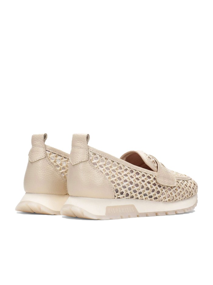 MOCASÍN ENREJADO DE PIEL PARA MUJER DE HISPANITAS RHV264856 MARRAKECH BEIGE