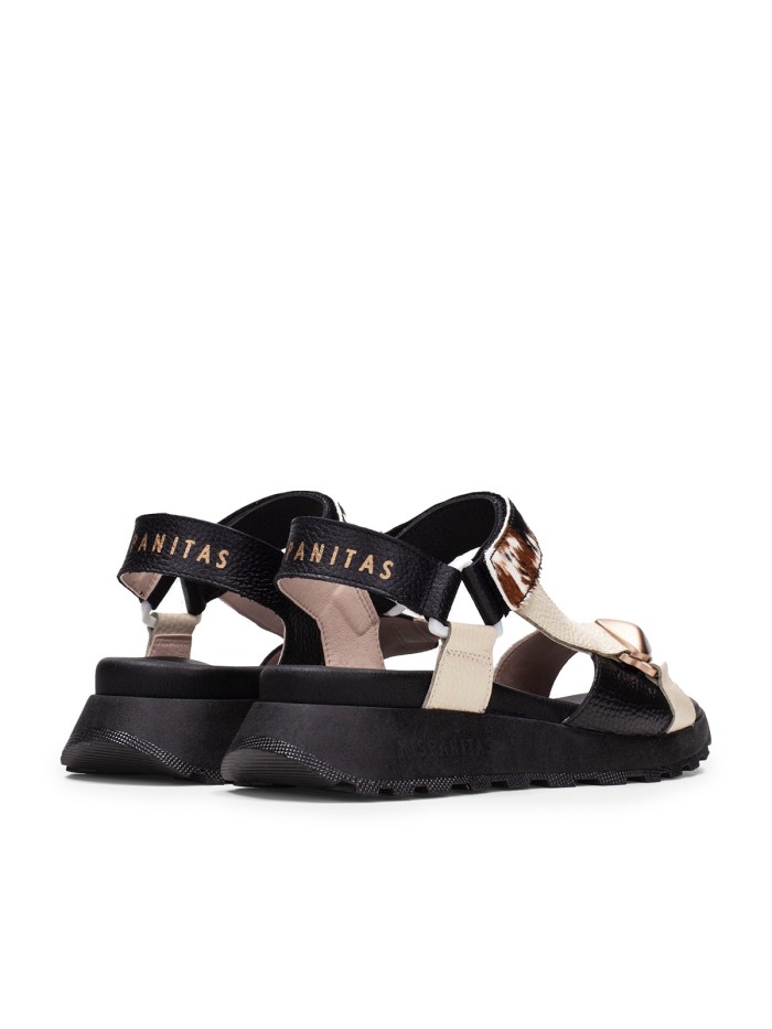 SANDALIA SPORT DE MUJER CON DETALLES PONY HISPANITAS AMBAR CHV264807 NEGRO