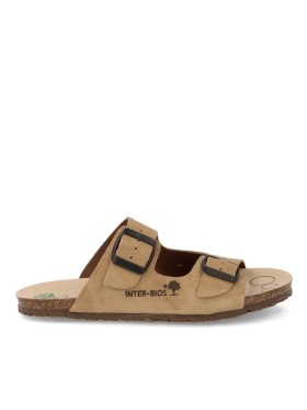 SANDALIAS PLANAS BAERFOOT DE DOBLE HEBILLA PARA MUJER INTERBIOS 1005 BEIGE