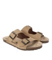 SANDALIAS PLANAS BAERFOOT DE DOBLE HEBILLA PARA MUJER INTERBIOS 1005 BEIGE