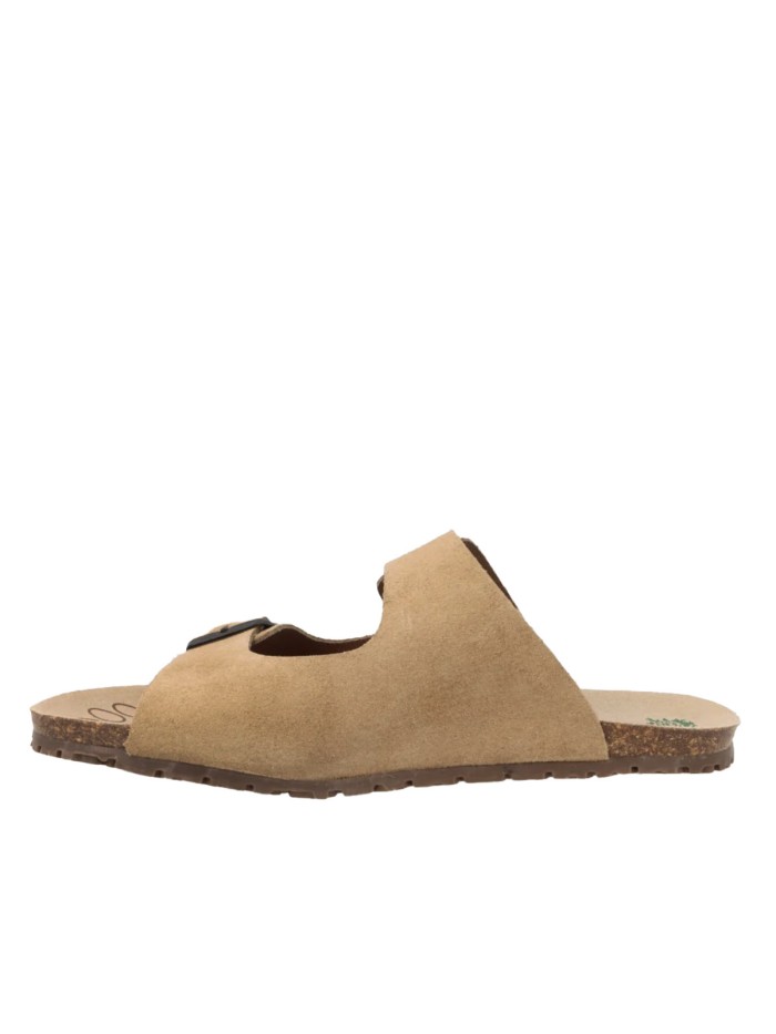 SANDALIAS PLANAS BAERFOOT DE DOBLE HEBILLA PARA MUJER INTERBIOS 1005 BEIGE