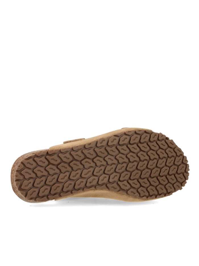 SANDALIAS PLANAS BAERFOOT DE DOBLE HEBILLA PARA MUJER INTERBIOS 1005 BEIGE