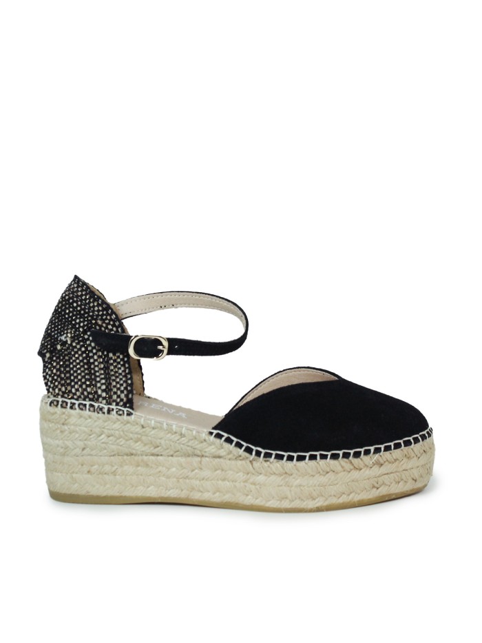 ALPARGATAS DE CUÑA DE YUTE PARA MUJER MACARENA JAVA 26 NEGRO
