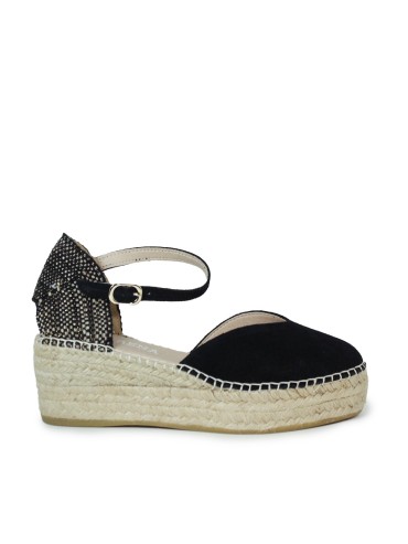 ALPARGATAS DE CUÑA DE YUTE PARA MUJER MACARENA JAVA 26 NEGRO