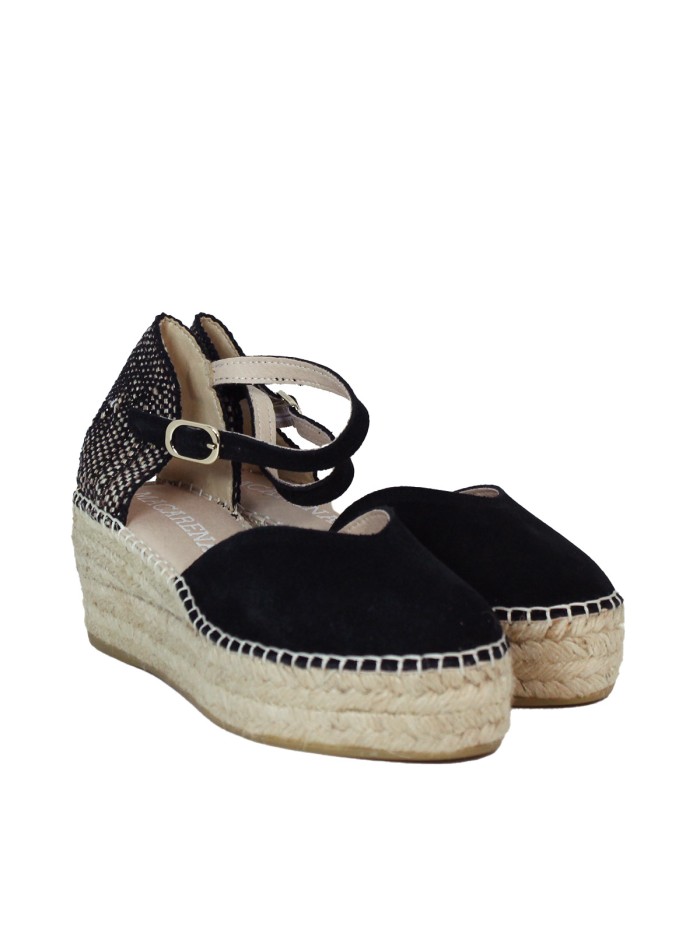 ALPARGATAS DE CUÑA DE YUTE PARA MUJER MACARENA JAVA 26 NEGRO