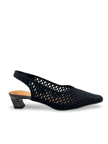 ZAPATO DE SALÓN DESTALONADO PARA MUJER MISS ELASTIC Parigi Calado NEGRO