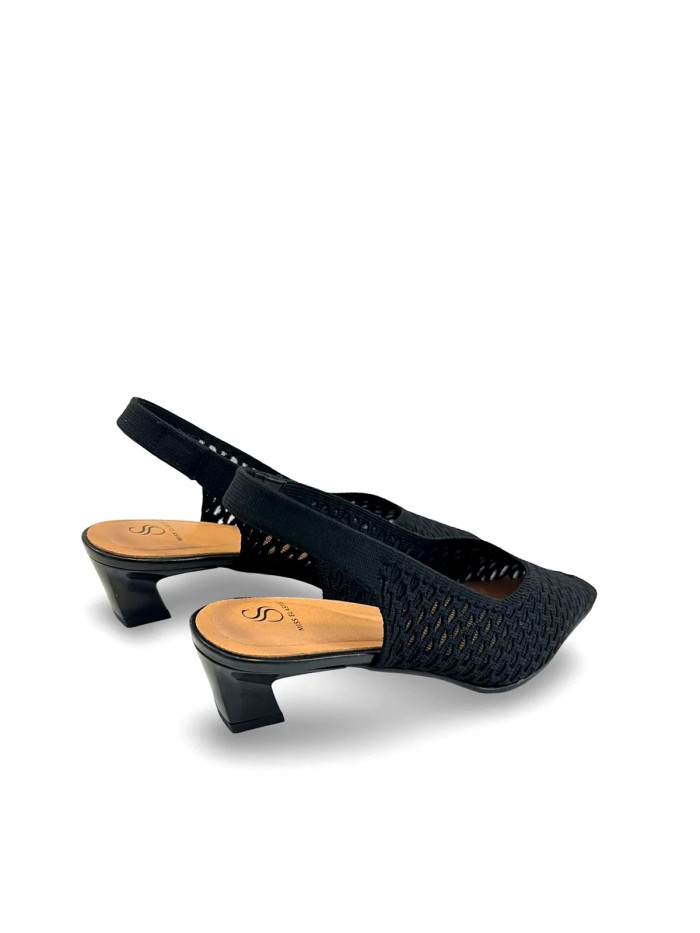 ZAPATO DE SALÓN DESTALONADO PARA MUJER MISS ELASTIC Parigi Calado NEGRO