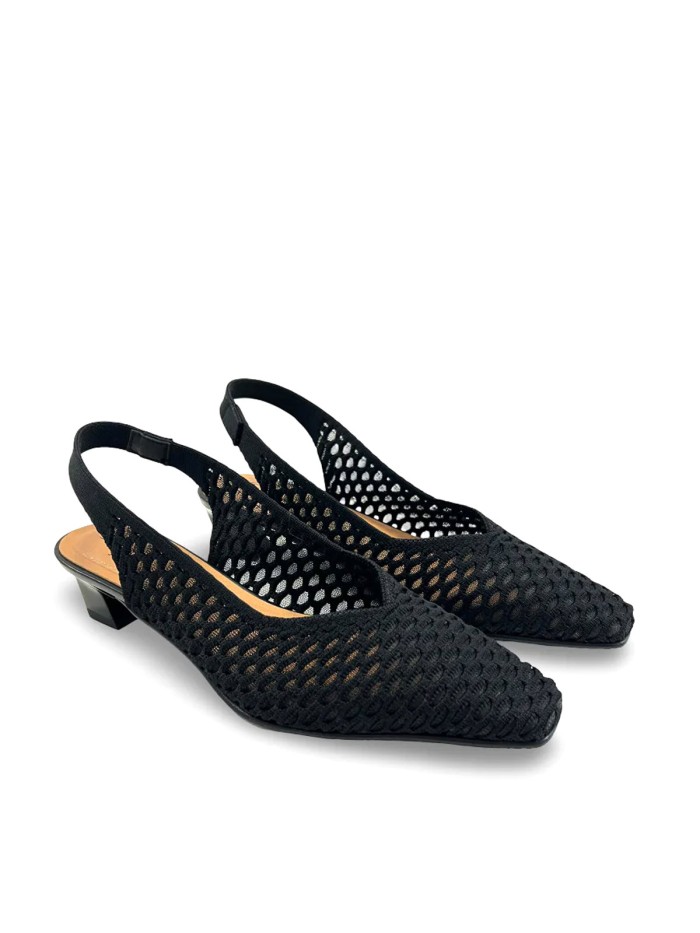 ZAPATO DE SALÓN DESTALONADO PARA MUJER MISS ELASTIC Parigi Calado NEGRO
