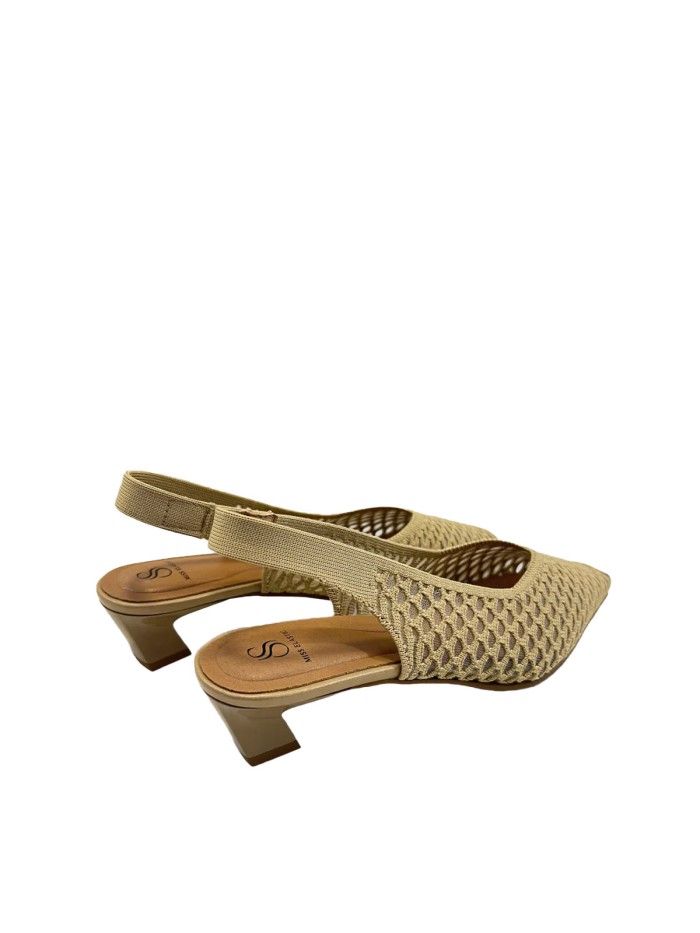 ZAPATO DE SALÓN DESTALONADO PARA MUJER MISS ELASTIC Parigi Calado BEIGE