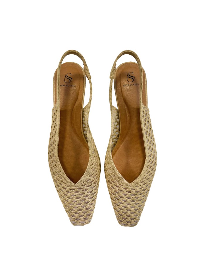 ZAPATO DE SALÓN DESTALONADO PARA MUJER MISS ELASTIC Parigi Calado BEIGE